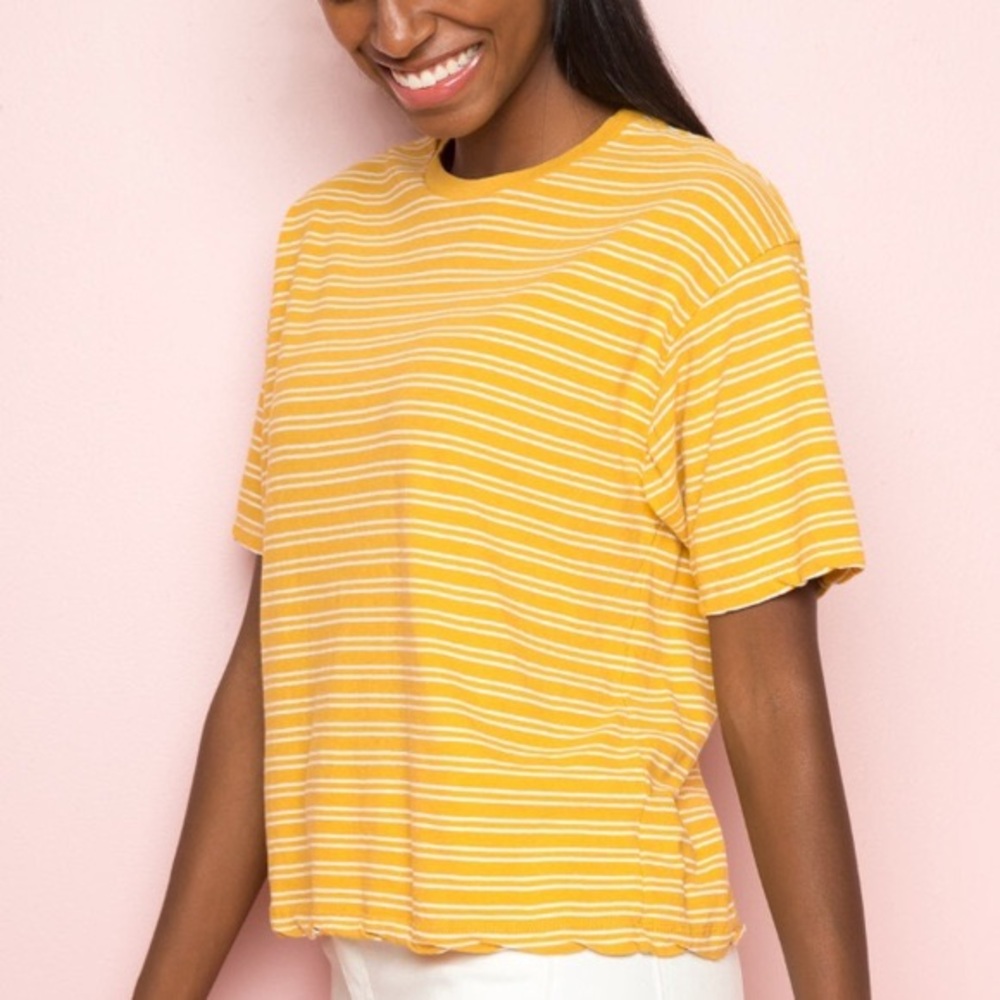 brandy melville gold striped top HANDCROPPED
